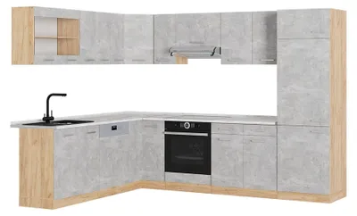 Produktbild von Eckküche Vicco R-Line Beton/Goldkraft Eiche 287 x 227 cm, AP Marmor, Model 53525