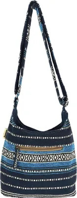Produktbild von Sunsa Damen Umhängetasche. Hobo Tasche aus gewebter Baumwolle mit verstellbare Henkel.