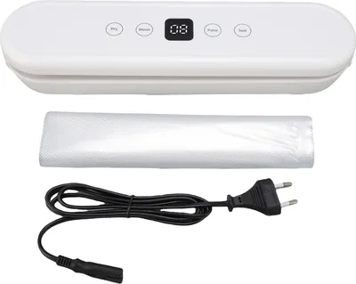 Obrázok produktu pre Vákuová zváračka, 80 W, 65 kPa, kompaktná, automatická, potraviny so suchým a mokrým režimom, 10 vreciek na domáce skladovanie