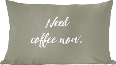 Produktbild von MuchoWow® Zierkissen Sofakissen Wohnzimmer Dekokissen 50x30 cm Sprichwörter - Zitate - Ich brauche jetzt Kaffee - Kaffee - Wohnzimmerdekoration - Polster mit Photo