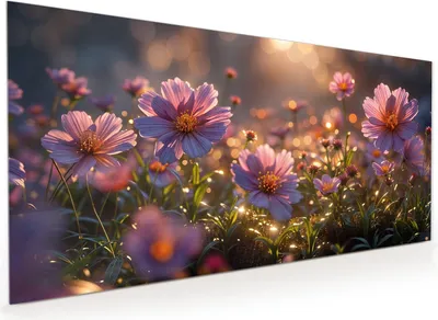 Produktbild von Küchenrückwand Spritzschutz Glas mit Motiv Blumenwiesebei Sonnenaufgang 40 x 40 cm
