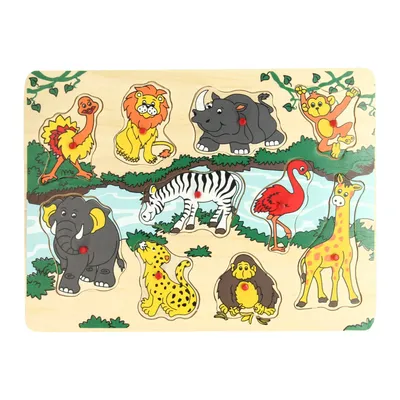 Immagine prodotto di Puzzle con tessere in legno "Animali selvatici", 10 pezzi