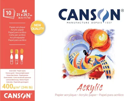 Produktbild von CANSON Zeichenpapierblock "Acrylic" 210 x 297 mm 400 g/qm 10 Blatt