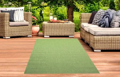 Produktbild von Indoor & Outdoor Teppich in Sisal Optik Balkon Küche Terrasse Flur Läufer Unifarben grün Größe - 80 x 200 cm