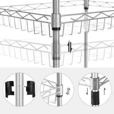 Immagine prodotto di Scaffale da cucina regolabile a 5 ripiani, metallo, argento, portata 100 kg
