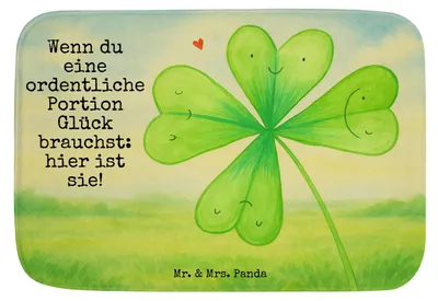 Produktbild von Mr. & Mrs. Panda Badematte Blume Kleeblatt Design - Weiß - Geschenk, Badvorleger, Glück, Badläufer, Badteppich, Duschvorleger, Garten, Badezimmerteppich, Kleeblätter