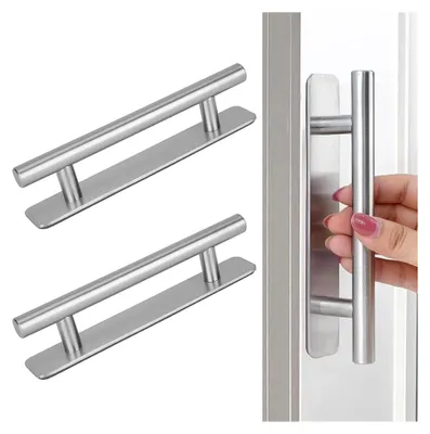 Produktbild von 2 Stück Griffe für Küchenschränke, Selbstklebende Edelstahl Möbelgriffe 128mm Lochabstand, Schubladengriffe und Türgriffe für Küche und Kleiderschrank
