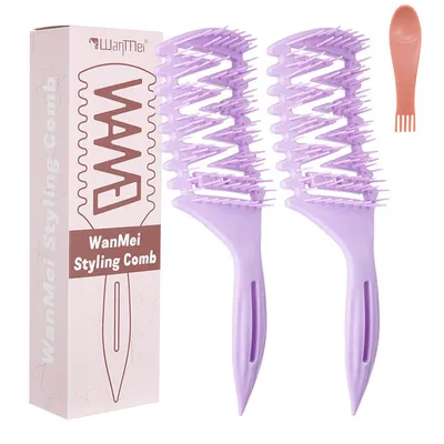Produktbild von 2er Set Lockenbürste für nasses Haar, Stylingbürste zum Definieren von Locken, Entwirrbürste mit Belüftungsdesign, Anti-Frizz für Damen & Herren, Lila
