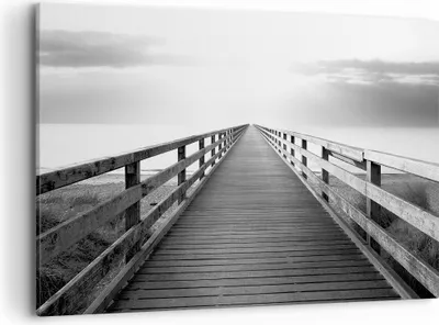 Produktbild von Bild auf Leinwand - Leinwandbild - Einteilig - Pier Perspektive Schwarzweiß - 120x80cm - Wand Bild - Wanddeko - Wandbilder - Leinwanddruck - Bilder - Wanddekoration - Leinwand bilder - AA120x80-4424