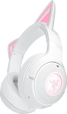 Produktbild von Razer Kraken Kitty V2 BT - Kabelloses Bluetooth RGB Headset mit Kitty Ears für Gaming und Streaming (325g, Triforce 40mm Treiber, Bluetooth 5.2, Noise-Cancelling-Mic, 40 Stunden Akku) Weiß