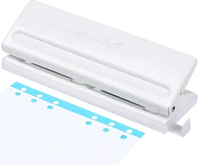 Image de Mini-perforateur - 6 trous - pour différents formats de papier - blanc