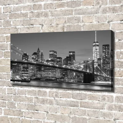 Produktbild von Tulup® Leinwandbild - 140x70 cm - Wandkunst - Drucke auf Leinwand - Leinwanddruck  - Landschaften - Schwarzweiß - Manhattan bei Nacht