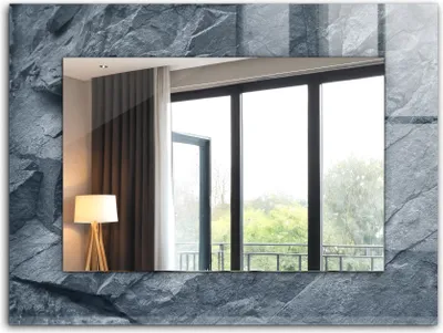 Produktbild von Bedruckter Spiegel - Wandspiegel - Dekorativer - Modern - 80x60 cm - Felssteinstruktur