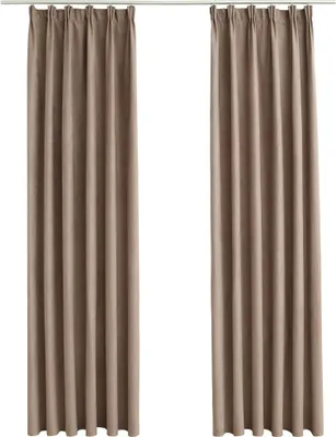 Image de vidaXL Rideaux occultants avec crochets 2 pcs. Taupe 140x175 cm