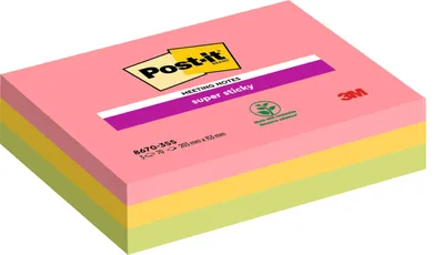 Immagine prodotto di Post-it® SuperSticky 8670-3SS-EU Blocco note appiccicoso Super Sticky Meeting Notes - 203 x 152 mm, colore neon, 3x 75 fogli