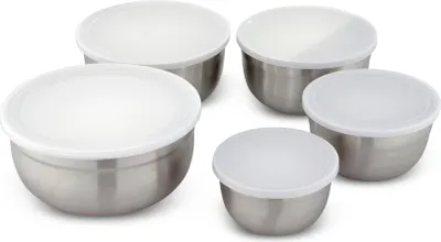 Obrázek produktu pro Sada 5 kuchyňských misek nerezové s víkem