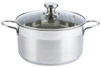 Produktbild von Edelstahl-Kochtopf mit Glasdeckel, geeignet für alle Herdarten ø24 cm