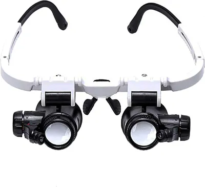 Produktbild von Vergrößerungsglas mit 2 LED-Leuchten, Fernglas-Lupe, Vergrößerungslampe für Uhrmacher, zum Lesen, für Juweliere, Näherinnen und Schneider, 8-15-23-fache Vergrößerung