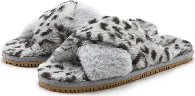 Produktbild von LASCANA Pantolette Mule, Sandale, offener Schuh, Hausschuh, Pantoffel, grau-leo Größe 43
