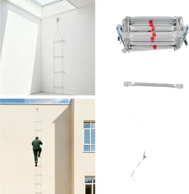 Immagine prodotto di Scala di emergenza, lunghezza 10 m, portata 200 kg, acciaio e lega di alluminio, lunghezza pioli 30 cm, distanza tra i pioli 40 cm
