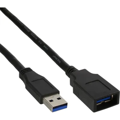 Produktbild von InLine USB 3.2 Gen.1 Kabel, A Stecker / Buchse, schwarz, 2,5m, 2,5 m, USB A, USB A, USB 3.2 Gen 1 (3.1 Gen 1), Stecker/Buchse, Schwarz