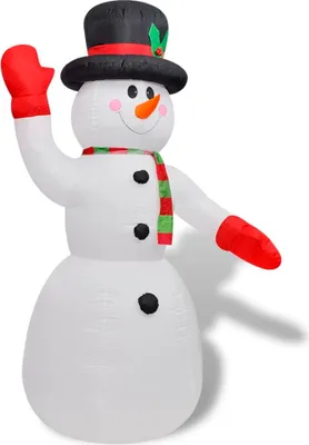 An inflatable snowman decoration.