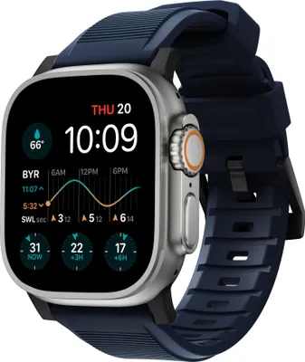 Zdjęcie produktu dla Nomad NM01295785, Band, Smartwatch, Niebieski, Apple, Apple Watch 49mm, 46mm, 45mm, 44mm, and 42mm (Ultra 1-3, Series 1-11, and SE), Guma, Stal nierdzewna