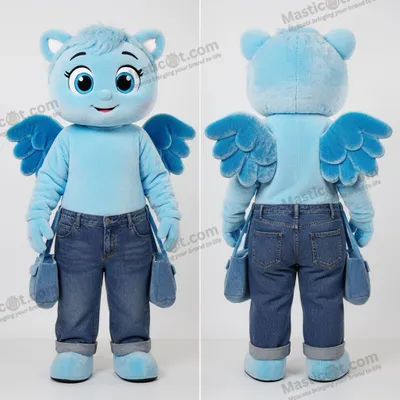 Productafbeelding van Blauwe Cupido Mascotte MASTICOT in Cartoonstijl