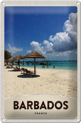 Produktbild von Blechschild Reise 20x30cm Barbados Insel Frankreich Meer Strand