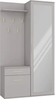 Image de BDW Set Vestiaire duo avec miroir, armoire, gris, 180x100x35cm