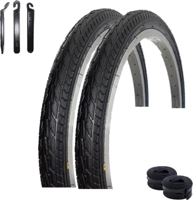 Zdjęcie produktu dla 2 x Roverstone HY 156  „24” opona rowerowa Czarna 47-507 (24 x 1,75) + 2 dętki AV wraz z łyżkami do opon