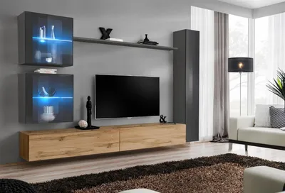 Obrázek produktu pro Moderní nástěnná skříňka Příborník šedý nábytek Nástěnná skříňka do obývacího pokoje Televizní stolek
