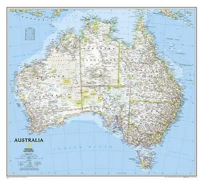Obrázek produktu pro Nástěnná mapa Austrálie od National Geographic – klasická verze (76,8 × 68,6 cm)