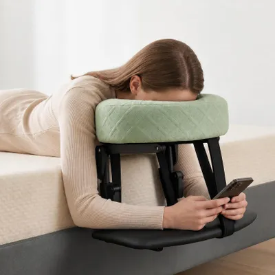 Imagen del producto de Reposacabezas de masaje, ajustable 180°, con acolchado, para colchones de 14-45 cm, ideal para masajes