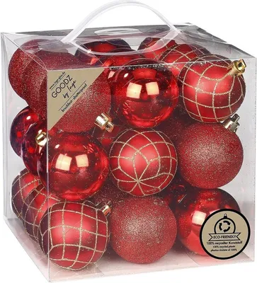 Produktbild von Inge's Weihnachtskugeln 27 Stück 6 cm Rot, Kunststoff, bruchfest