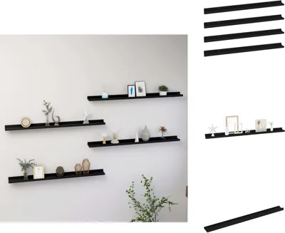 Image de vidaXL Étagères murales 4 pcs. noir 100x9x3 cm - Étagères murales