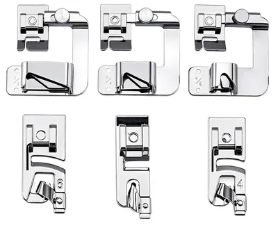 6 Nähfüße für Nähmaschine, Rollsaumfuß, Edelstahl, 3-8 mm