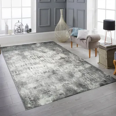 Image de Tapis moderne à poils courts avec motif design Gris Beige Taille - 120 x 170 cm
