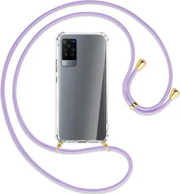 Produktbild von Handykette Backcover-Schutzhülle mit Band (Metall goldfarben) für vivo X60 Pro - violett