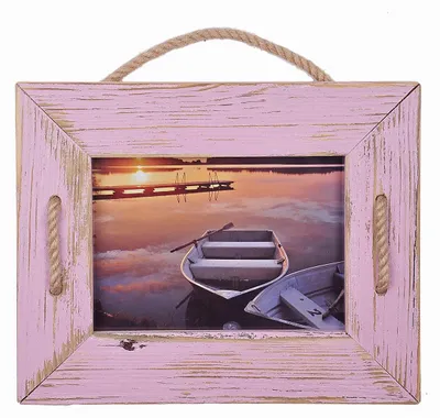 Immagine prodotto di Mein Landhaus cornice con corda Singel 13x18 cm Rose in legno riciclato