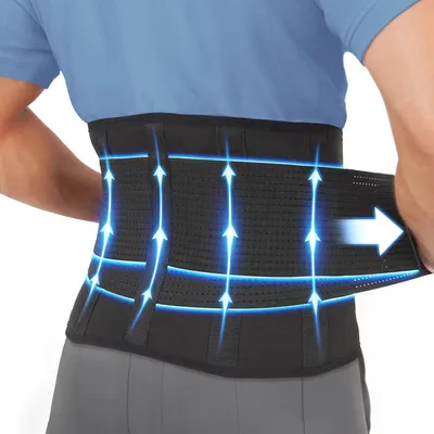 Immagine prodotto di Supporto lombare XL, nero, per l'uso lavorativo, con 7 stecche di stabilizzazione, supporto per la zona lombare