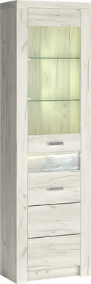 Produktbild von Eckvitrine modern in Esche weiß mit LED Beleuchtung INGENIO-161