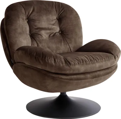 Produktbild von BELIANI Sessel Dunkelbraun Samt Gesteppt mit Drehfunktion Dicke Polsterung ohne Armlehnen Retro Wohnzimmer Schlafzimmer Flur Ausstattung Sitzmöbel