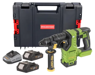 Produktbild von Procraft PHA30bb Akku Bohrhammer 20 V 2,8 J SDS plus Brushless + 2x Akku 2,0 Ah + Ladegerät + RHINO Toolcase
