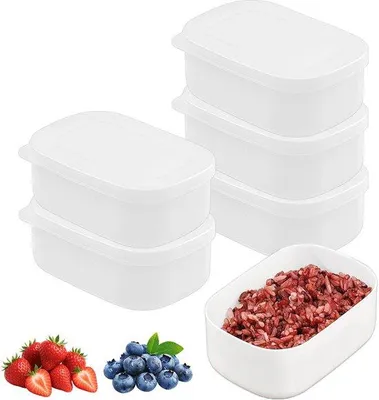 Zdjęcie produktu dla Zestaw 6 pojemników do przechowywania żywności Unyqoos® o pojemności 280 ml – małe, wielokrotnego użytku pojemniki z pokrywkami, kwadratowe, można je układać jeden na drugim, wolne od BPA, idealne do przechowywania przekąsek