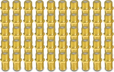 Produktbild von 50x ARLI F-Verbinder vergoldet – F-Kupplung F-Buchse auf F-Buchse für Koaxialkabel & SAT Verlängerung F Verbinder