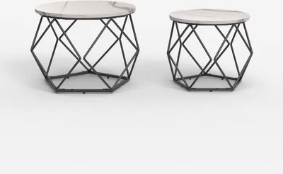 Produktbild von Couchtische 2er Set modernes Design mit Metallfuß Aragonite - Schwarz