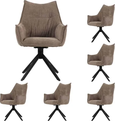 Produktbild von Diningsessel Ginosa - 6er Set - drehbar - braun