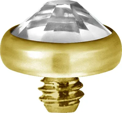 Produktbild von Karisma Micro Aufsatz Dermal Anchor Piercing Titan G23 PVD Gold Kristall Stein - Weiss.BG-TIADJN.4mm