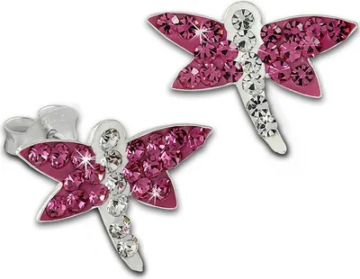 Produktbild von Teenie-Weenie Ohrstecker für Kinder 925 Silber pink Libelle Ohrringe SDO8021P